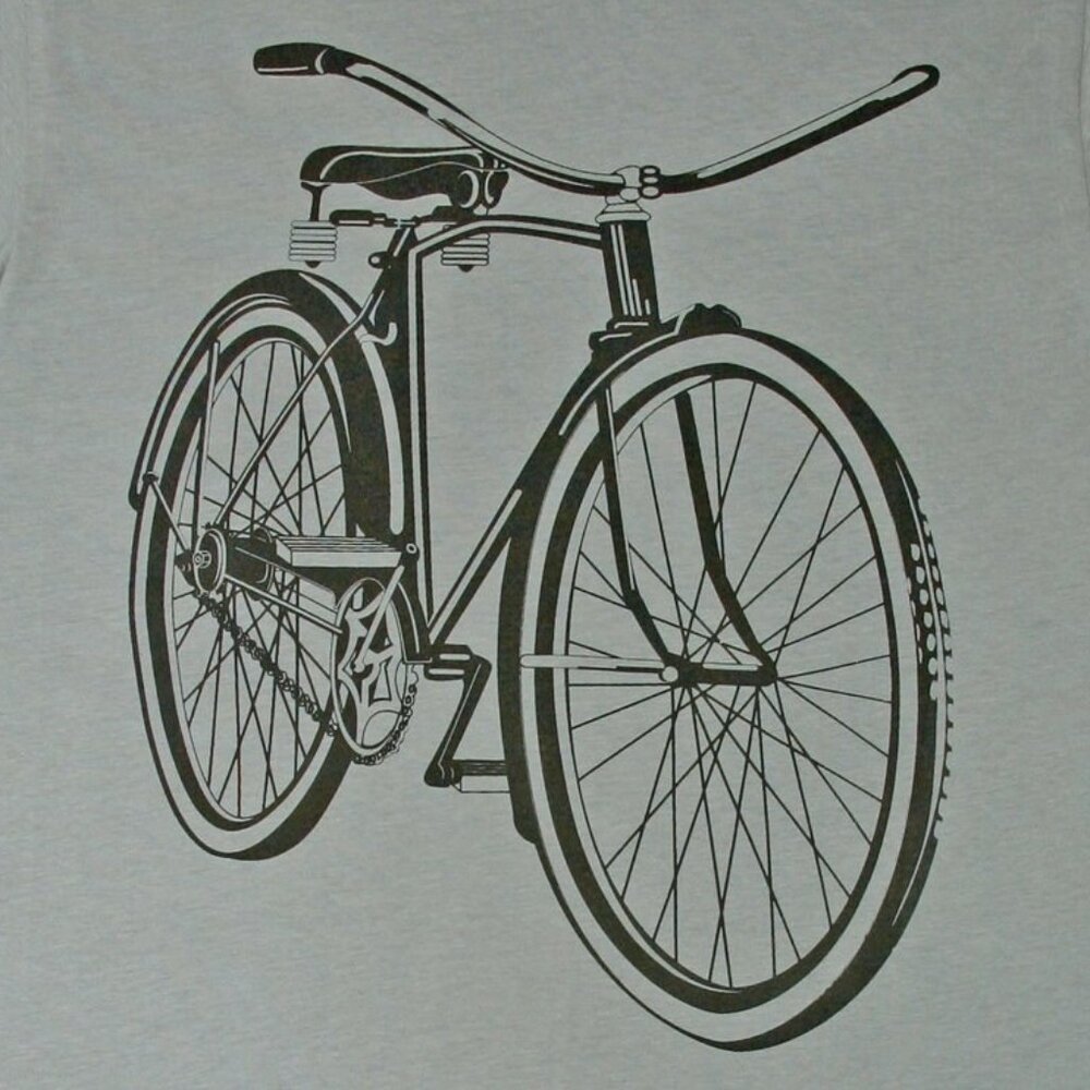 Men's Bicycle T-shirt hand screen-printed Brand New Light Gray Cotton - Picture 3 of 3